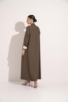 عبايه كتان قلاب وجيوب تحديد قيطان ترابي