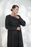 جلابية لنن بقصه الظهر روكاما لامع ترتر اسود