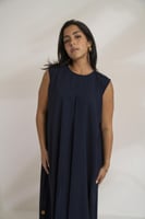 فستان قصة دائرية كسرة امامية كحلي