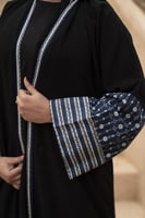 عباية رمضان كم مزخرف أزرق