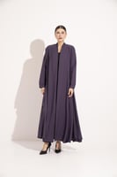عباية دبل كلوش تطريز الياقة والكم موف