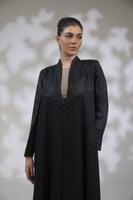 عباية كتان اسود الصدر تفتة قصة مثلث اسود