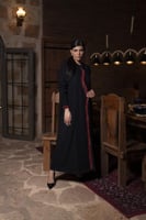 عباية جوخ كحلي الامام دائري بقطعة قطن مشجر