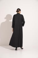عبايه كتان قلاب وجيوب تحديد قيطان اسود