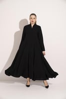 عباية دبل كلوش تطريز الياقة والكم اسود
