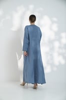 جلابية قطن مشجر كوله وكلفه ع الصدر كحلي