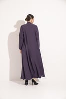 عباية دبل كلوش تطريز الياقة والكم موف