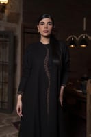 عباية جوخ اسود الامام دائري بقطعة قطن مشجر