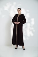 جلابية مخمل كولة قطن مشجر بقيطان اسود