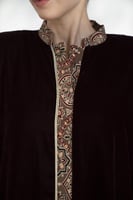 جلابية مخمل كولة قطن مشجر بقيطان اسود