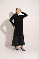 عباية كريب اسود قصه تحت تفته تطريز اسود