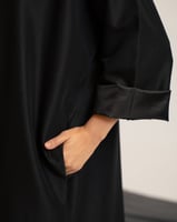 عباية سفر كتان اوفر سايز - اسود