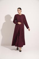 عبايه حرير كوبرو مشجر قصه تحت قيطان عنابي