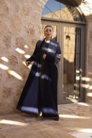 عباية مخمل كحلي قصه الصدر تفتة