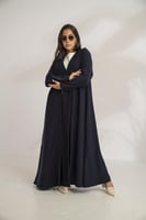 عبايه كريب طبقتين كحلي