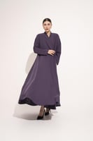 عباية دبل كلوش تطريز الياقة والكم موف