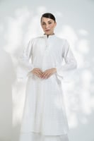 جلابية لنن مطرز قصه تحت روكاما ابيض