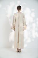 جلابية كريب خفيف كم مربع فوشي بيج