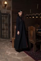 عباية جوخ كحلي الامام دائري بقطعة قطن مشجر