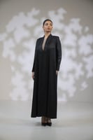 عباية كتان اسود الصدر تفتة قصة مثلث اسود