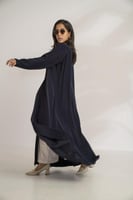 عبايه كريب طبقتين كحلي