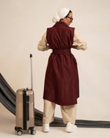 معطف ساده بلا اكمام -عنابي