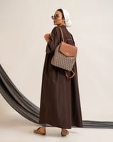عباية سفر كتان اوفر سايز - بني