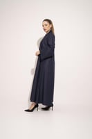 عباية كتان اسوره وياقه تفته كحلي كحلي