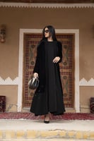 عباية مخمل تطريز قصه تحت بكريب خفيف اسود