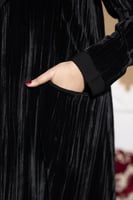 عباية بالطو مخمل مكسر بكريب اسود