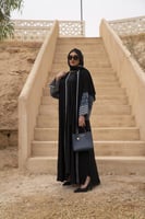 عباية رمضان كم مزخرف أزرق