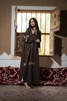 عبايه جوخ اوفر سايز كم تطريز بني فاتح