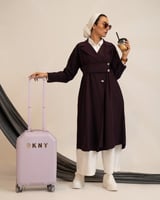 معطف بكسرات الوسط موف