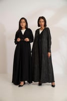 عبايه حرير كوبرو طبقتين اسود