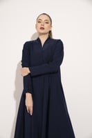 عباية دبل كلوش تطريز الياقة والكم كحلي