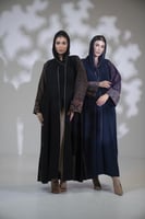 عباية كريب قيطان كم مربع قطن مشجر كحلي