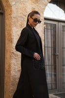 عباية جوخ اسود بقيطان وجيوب مخمل مطرز