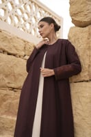 عبايه جوخ اسوره واسفل تطريز عنابي