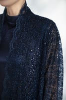 جلابية تل مطرز بفستان كوله كحلي