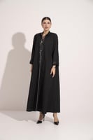 عبايه كتان قلاب وجيوب تحديد قيطان اسود