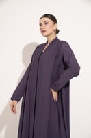 عباية دبل كلوش تطريز الياقة والكم موف