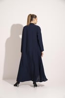 عباية دبل كلوش تطريز الياقة والكم كحلي