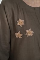 جلابية لنن بقصه الظهر روكاما لامع ترتر ترابي