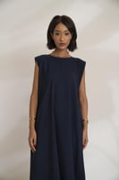 فستان قصة دائرية سادة كحلي