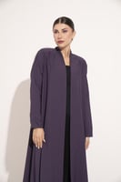 عباية دبل كلوش تطريز الياقة والكم موف