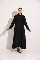 عباية دبل كلوش تطريز الياقة والكم اسود