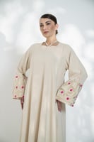 جلابية كريب خفيف كم مربع فوشي بيج