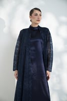 جلابية تل مطرز بفستان كوله كحلي