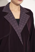 عباية كريب ياقة قلاب مشجر كم حزام موف