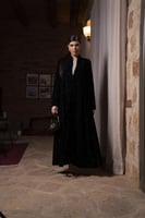 عباية مخمل اسود شك خرز كامل اسود